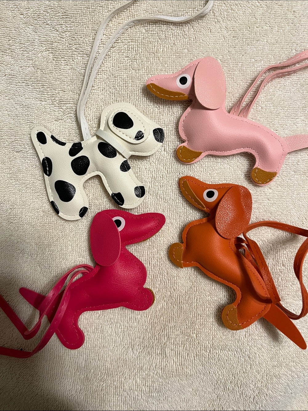 New Polka Dot Dalmation Dog Faux Leather Bag Charm - Black & White